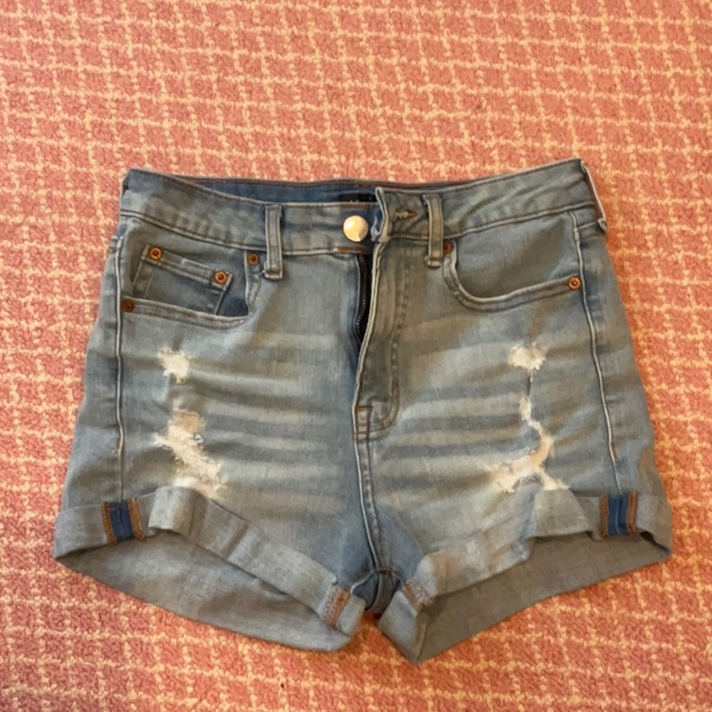 Aeropostale Blue Jean Shorts Distressed Cuffed Hem